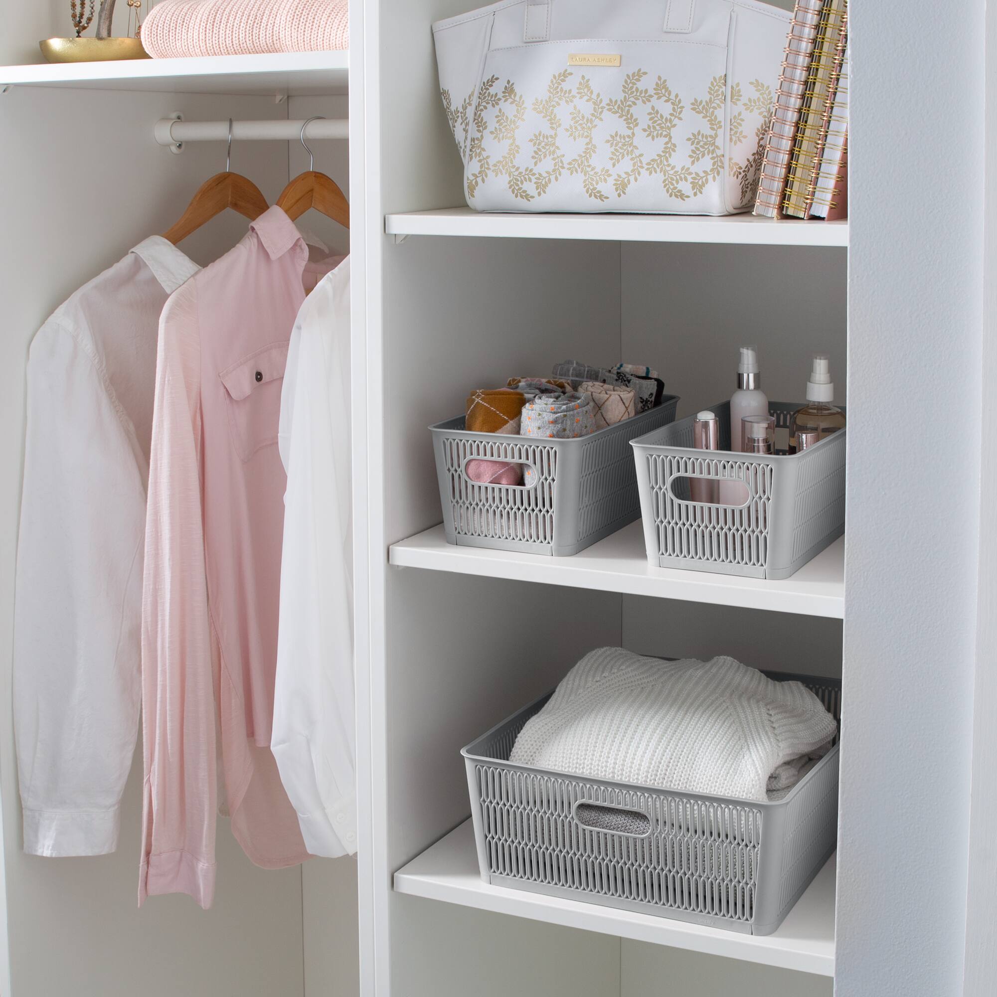 Simplify Slide 2 Stack It Small Storage Tote Baskets